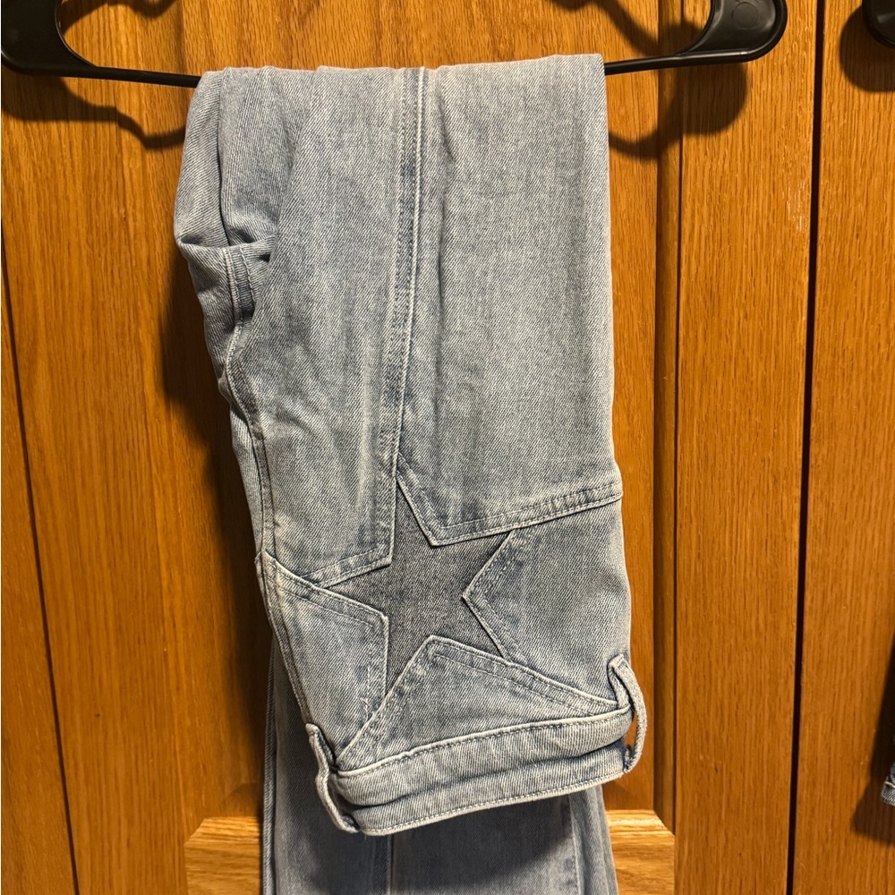 Women's Light Blue Jeans with Star Detail